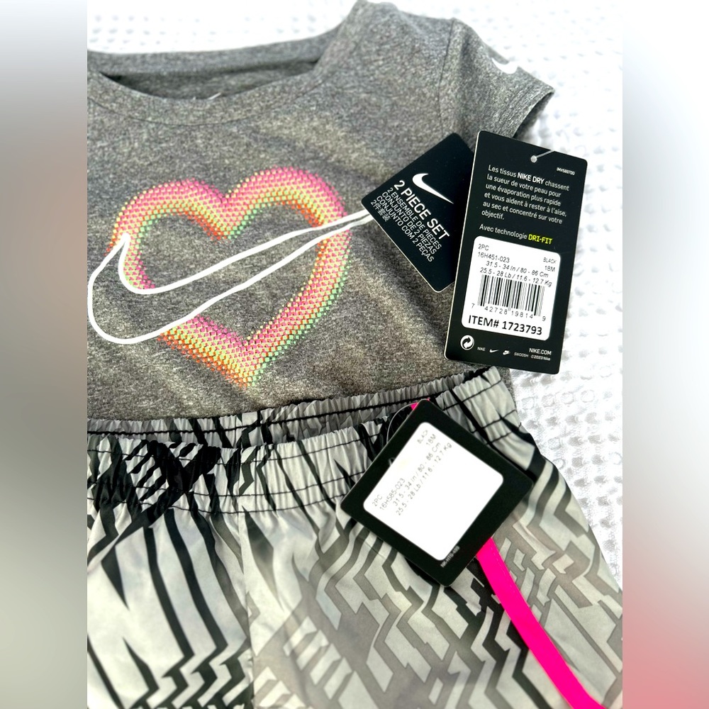 Baby toddler gray pink dri-fit Nike set | dri-fit Nike set | authentic Nike kids